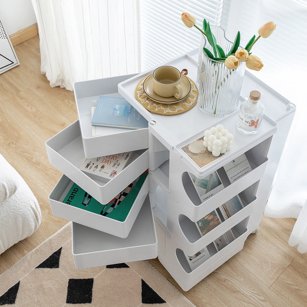 Boby 5-Tier Storage Trolley Bedside Table White