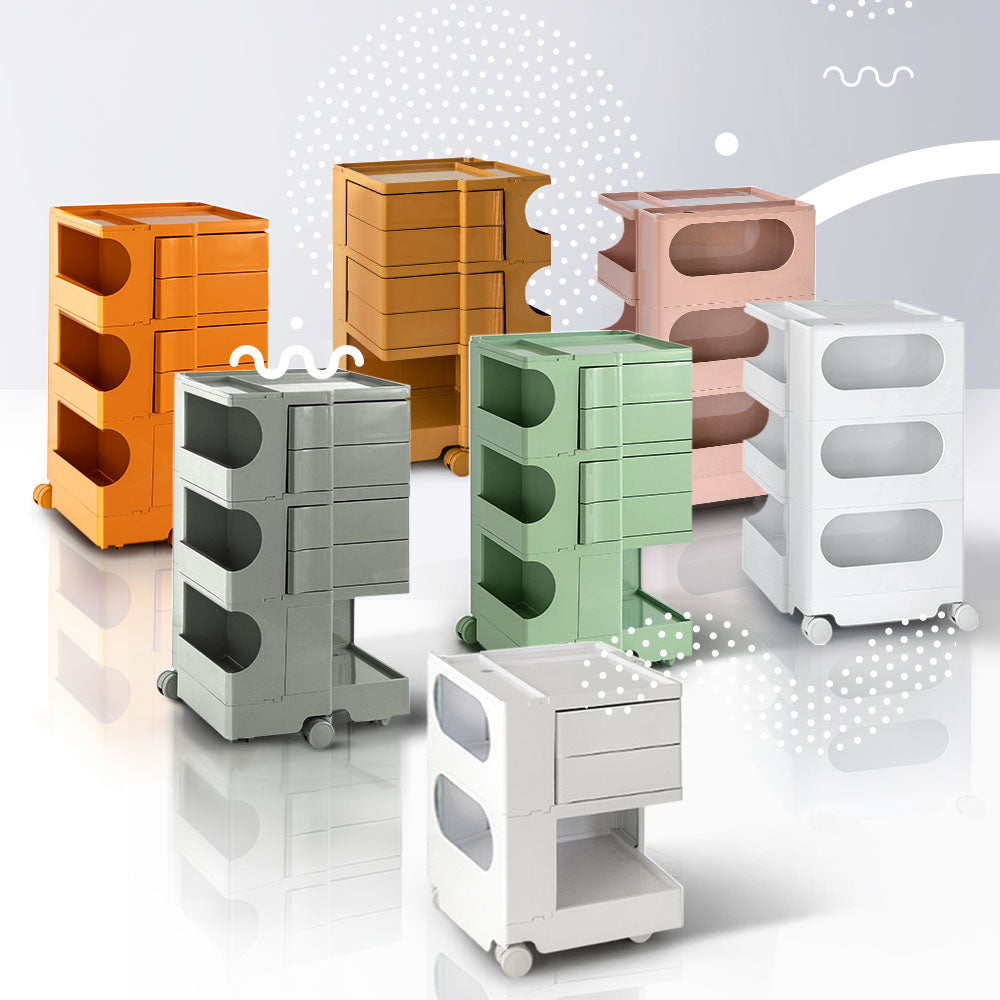 Boby 5-Tier Storage Trolley Bedside Table White