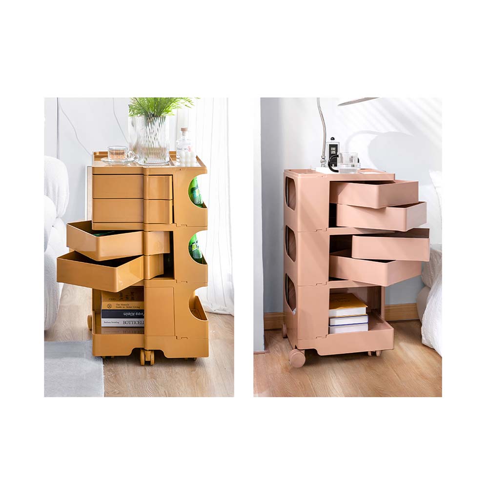 Boby 5-Tier Storage Trolley Bedside Table White