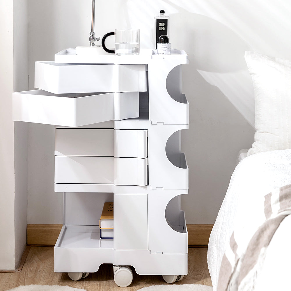 Boby 5-Tier Storage Trolley Bedside Table White