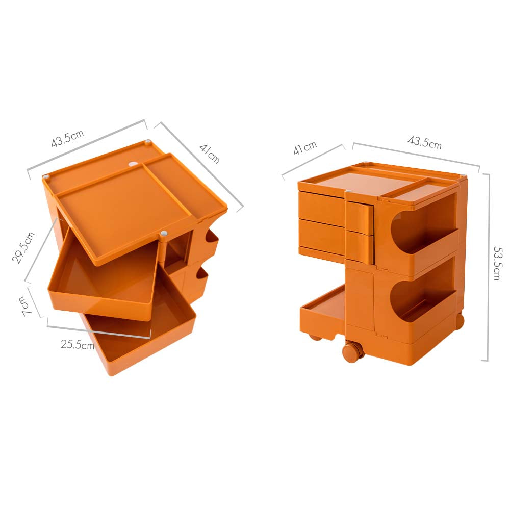 Boby Replica 3-Tier Bedside Table Storage Trolley Orange