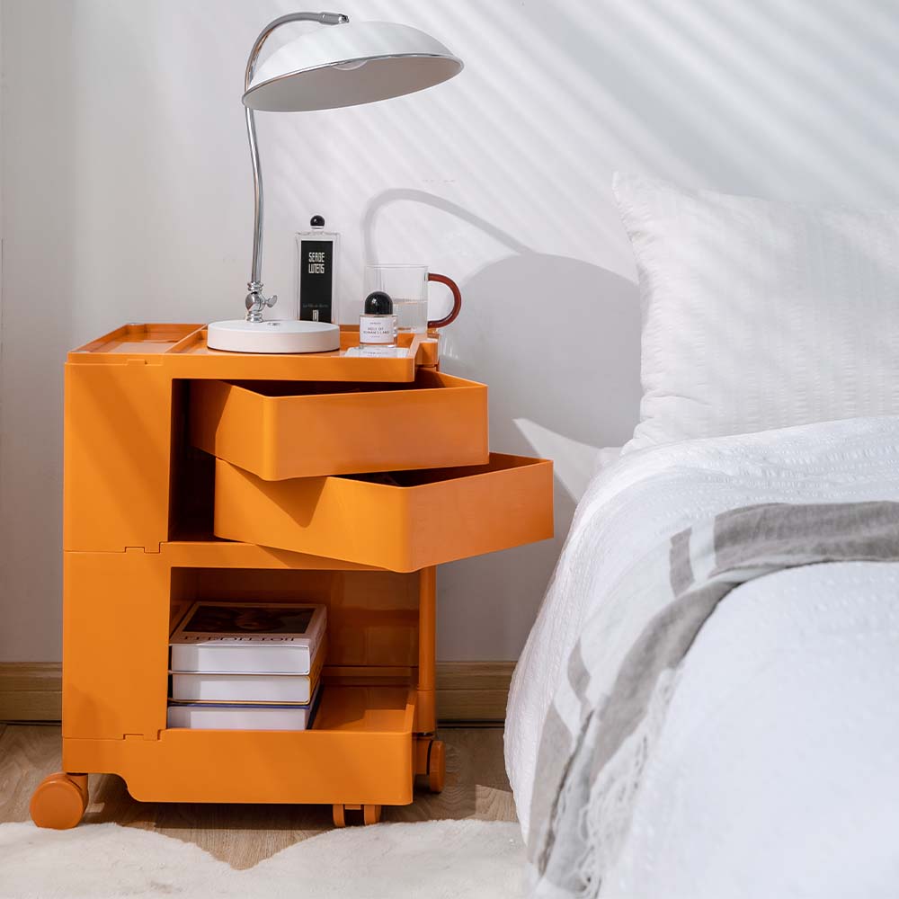 Boby Replica 3-Tier Bedside Table Storage Trolley Orange