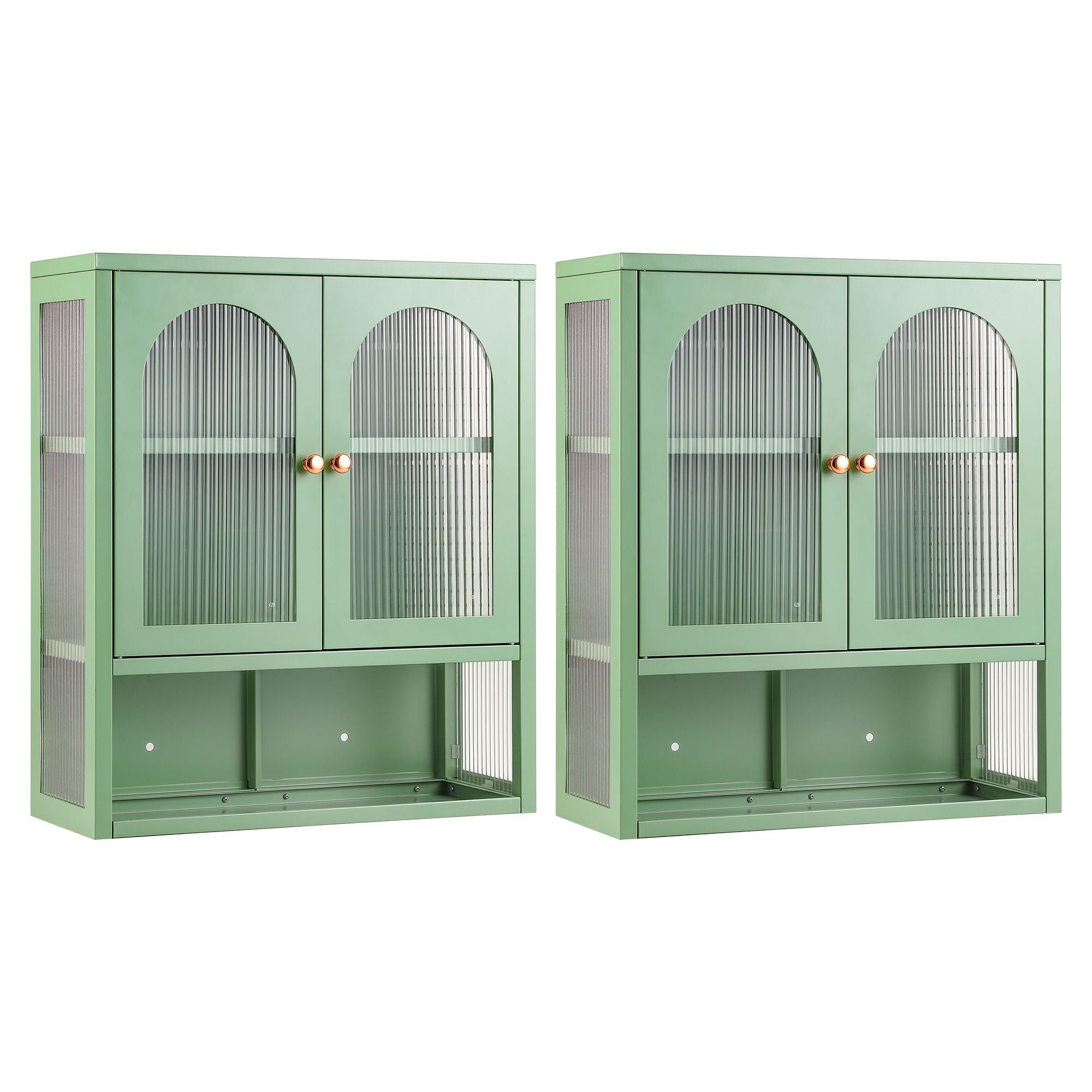 Artiss Buffet Cabinet Sideboards X2 Wall Mounted Fluted Display Storage Green