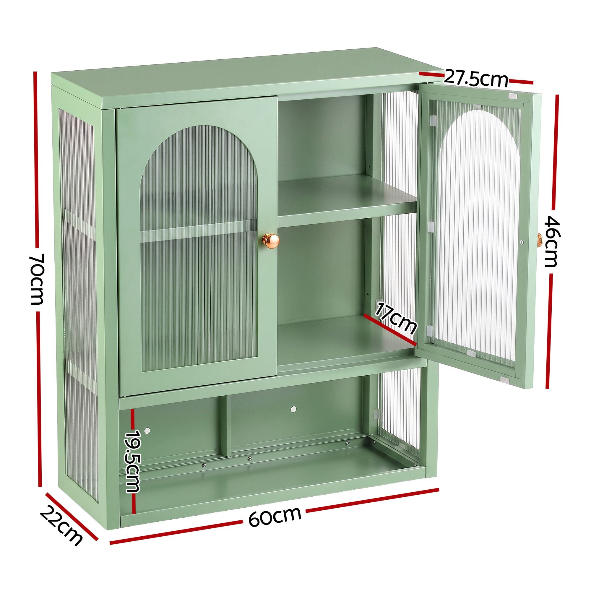 Artiss Buffet Cabinet Sideboards X2 Wall Mounted Fluted Display Storage Green