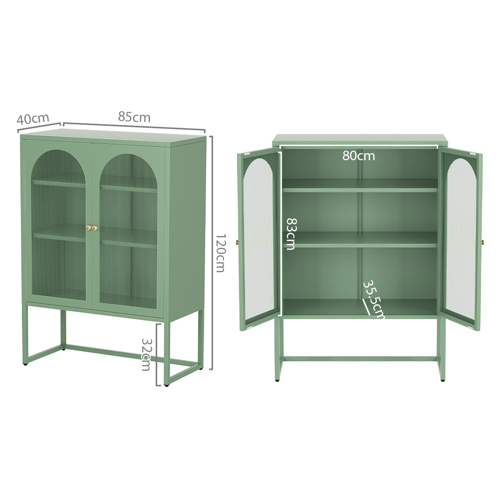 ELMA Metal Buffet Sideboard Cabinet Light Green