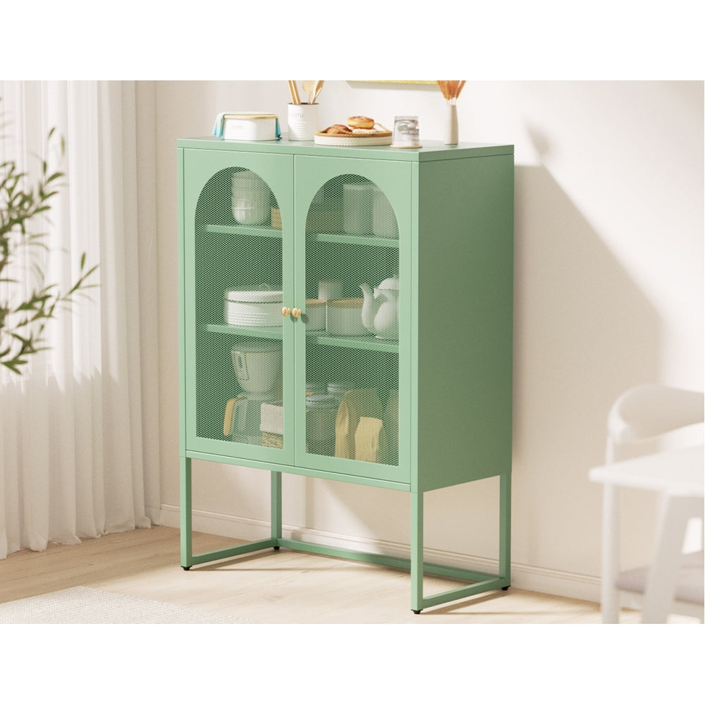 ELMA Metal Buffet Sideboard Cabinet Light Green