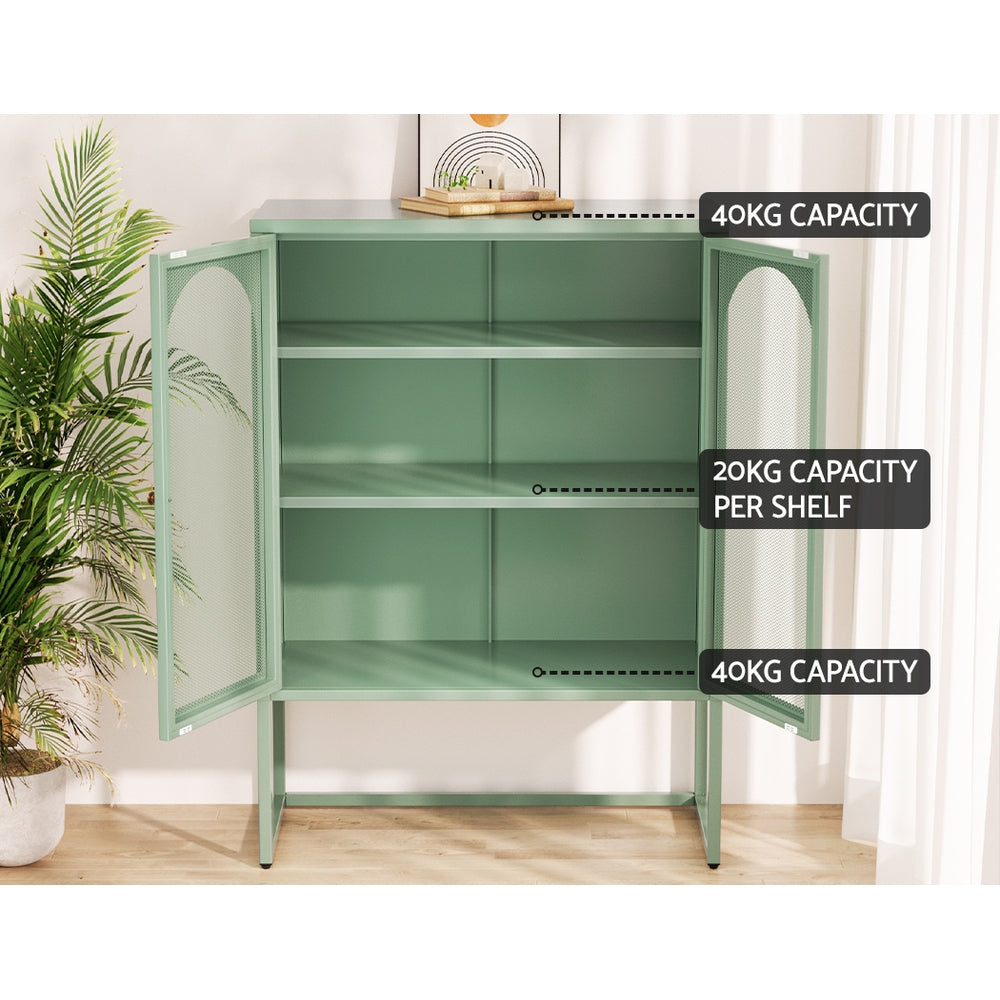 ELMA Metal Buffet Sideboard Cabinet Light Green