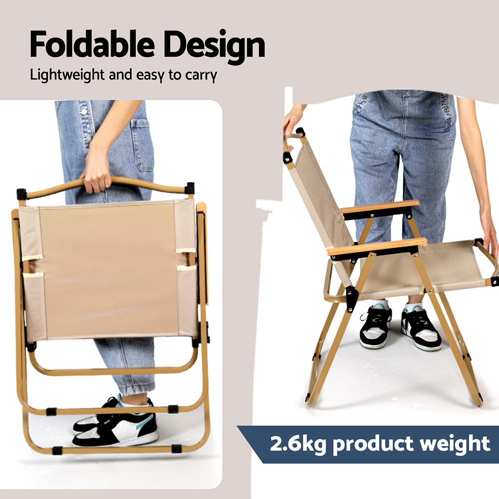 Gardeon Portable Folding Beach Chair Outdoor Camping Steel Frame