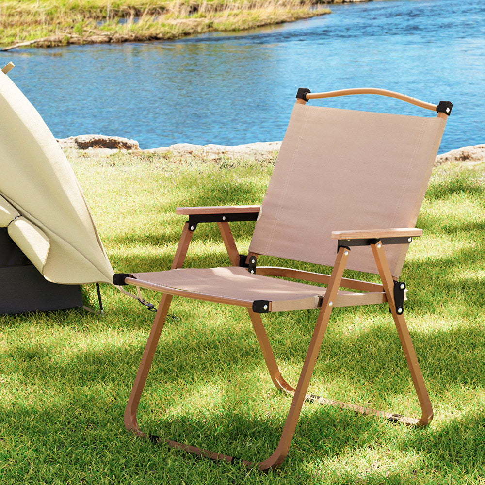 Gardeon Portable Folding Beach Chair Outdoor Camping Steel Frame