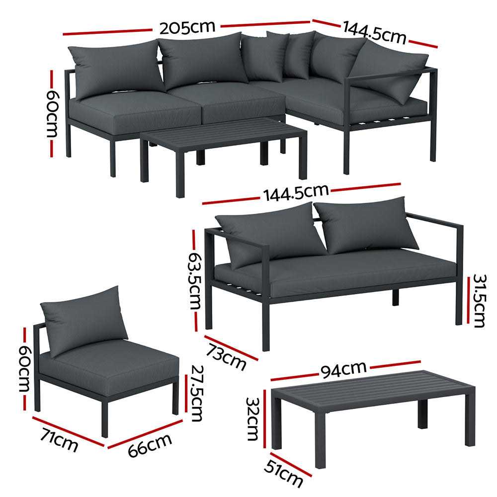 Powder-Coated Aluminium 4PC Outdoor Sofa Set, Gardeon