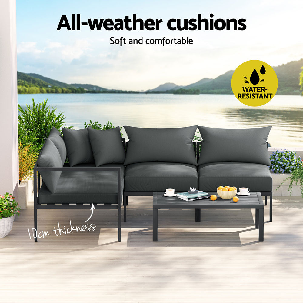 Powder-Coated Aluminium 4PC Outdoor Sofa Set, Gardeon