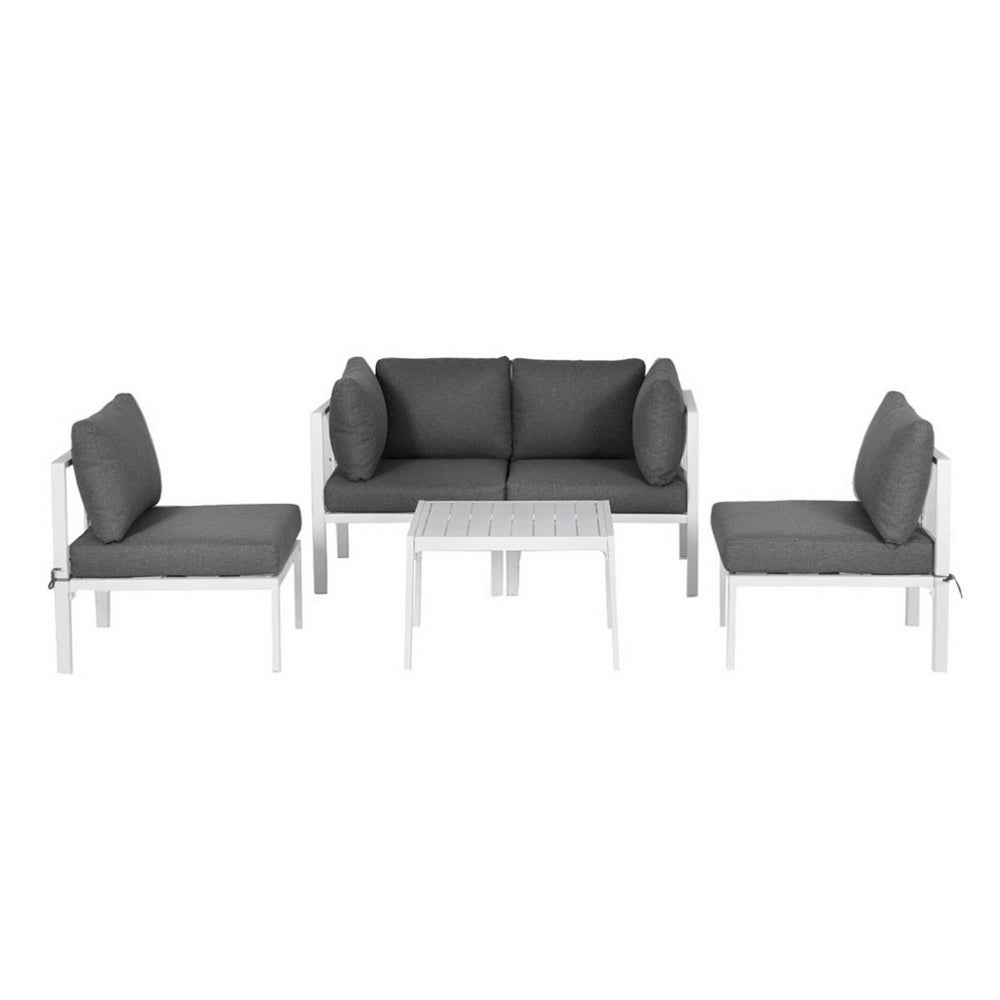 Gardeon 6-Piece Outdoor Sofa Set Aluminium White Grey Cushions