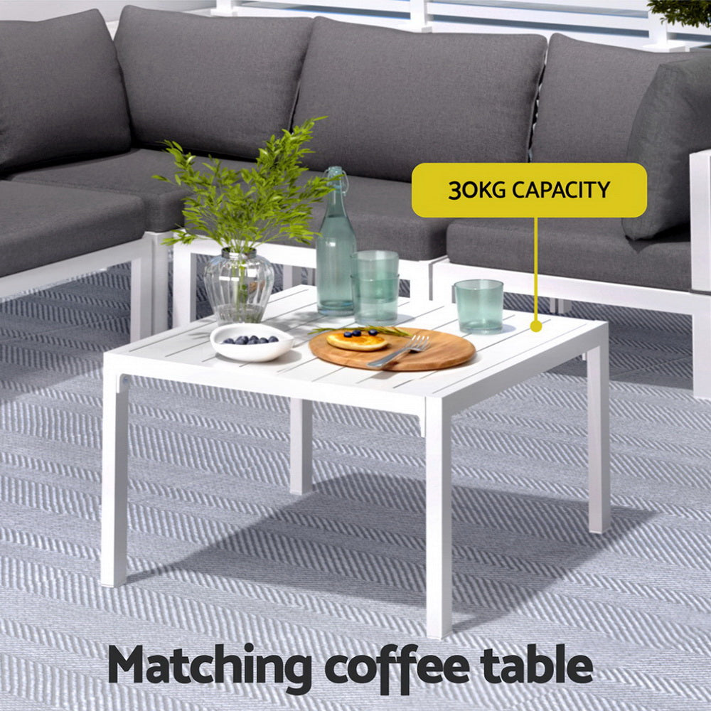 Gardeon 6-Piece Outdoor Sofa Set Aluminium White Grey Cushions