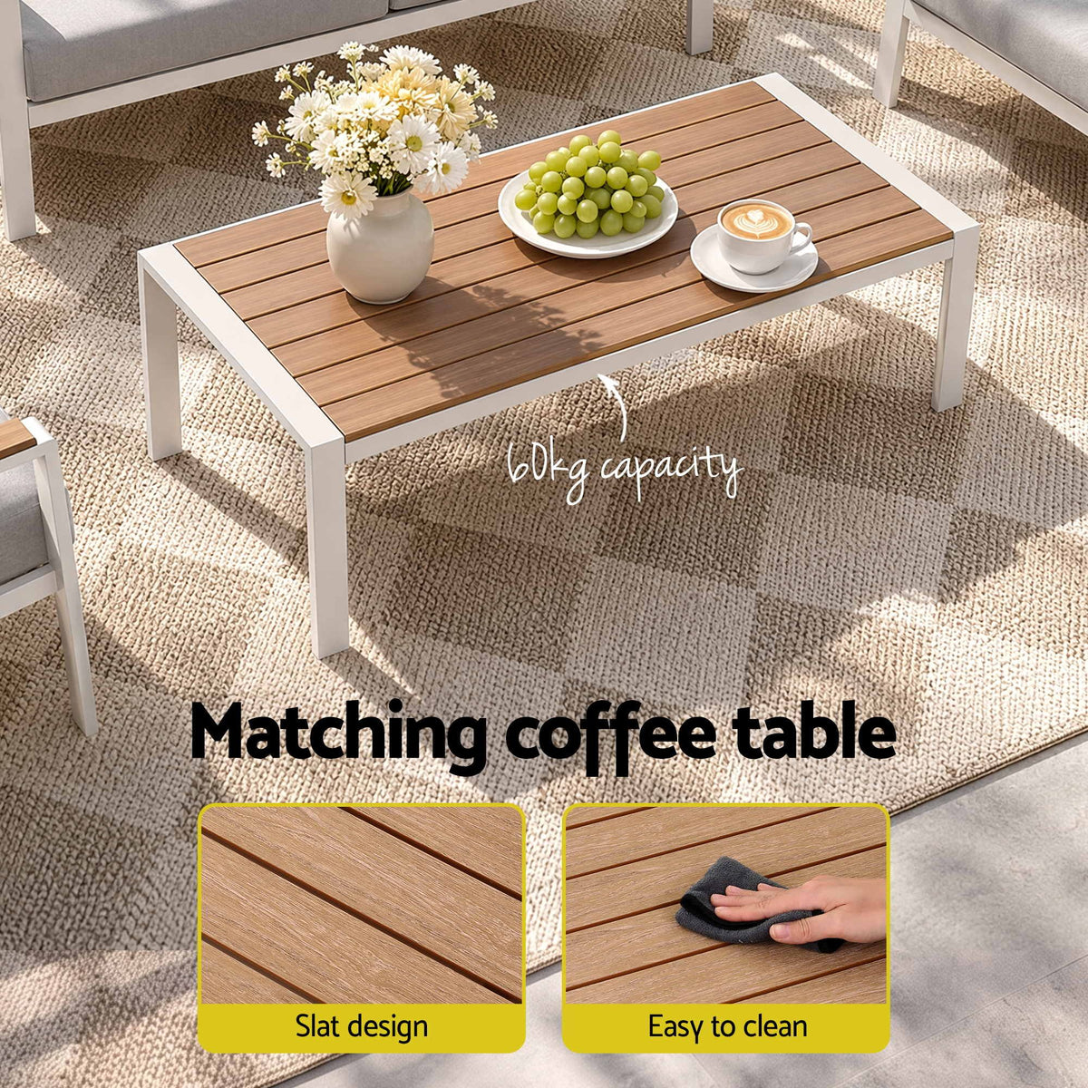 Gardeon 4-Piece Outdoor Sofa Set with Coffee Table White