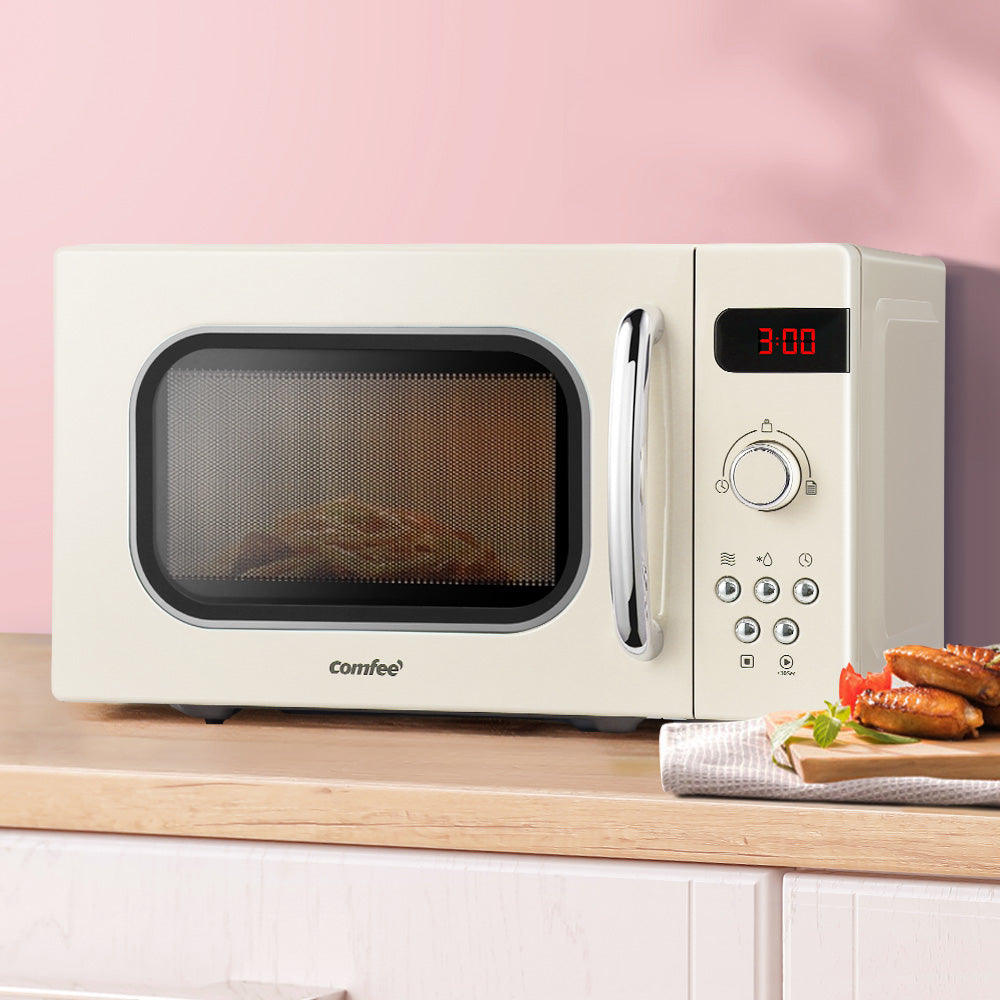 Comfee 20L Microwave Oven 800W Cream Retro Design