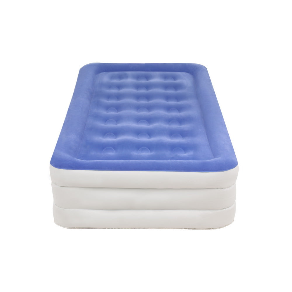 Weisshorn Single Air Mattress Inflatable Bed 46cm Cube with Built-in Pump