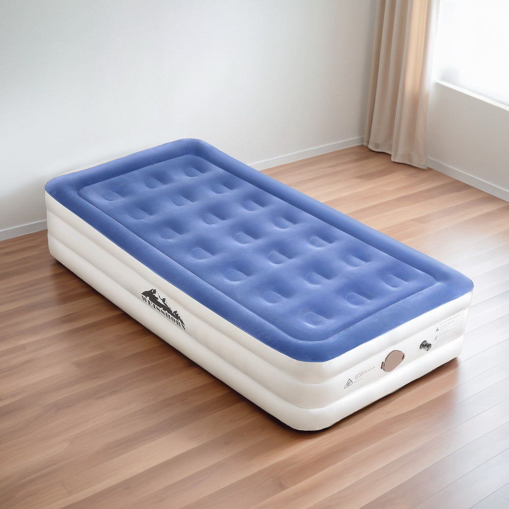Weisshorn Single Air Mattress Inflatable Bed 46cm Cube with Built-in Pump