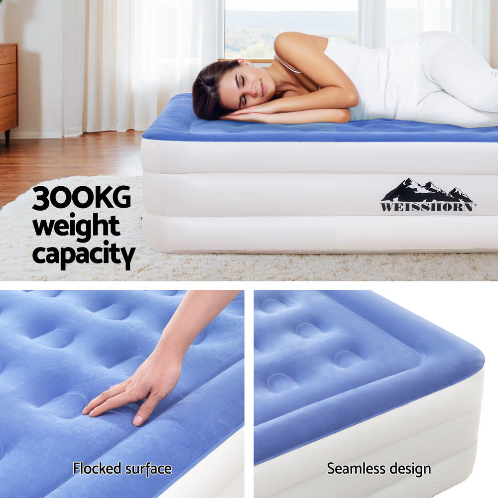 Quick Inflating Queen Air Mattress, Flocked Surface - Weisshorn