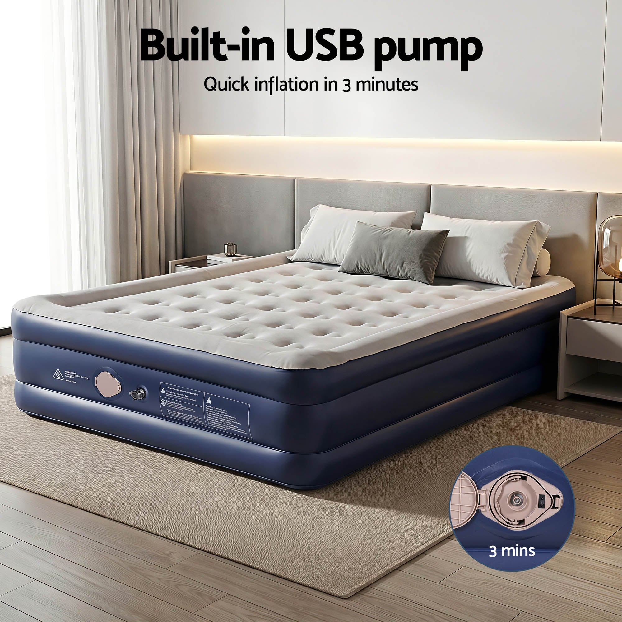 Weisshorn Air Mattress Queen Inflatable Bed 46cm Air bed Cube