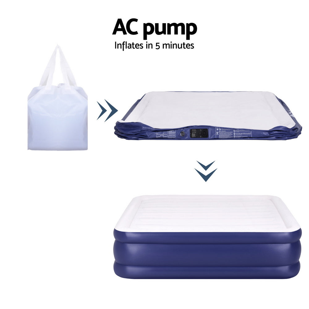 King Air Mattress 51cm Flocked Vinyl with AC Pump Weisshorn