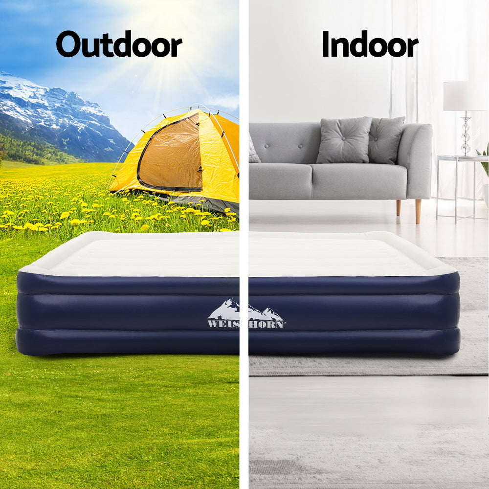 Weisshorn Double Air Mattress Inflatable Bed 46cm Flocked Surface