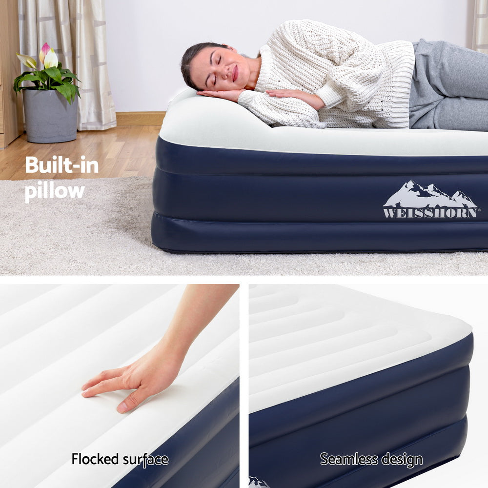 Weisshorn Double Air Mattress Inflatable Bed 46cm Flocked Surface