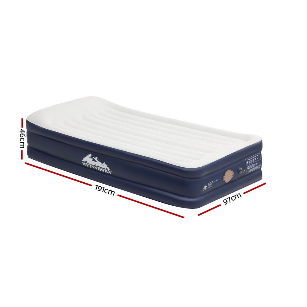 Flocked 46cm PVC Single Air Mattress with Pump | Weisshorn