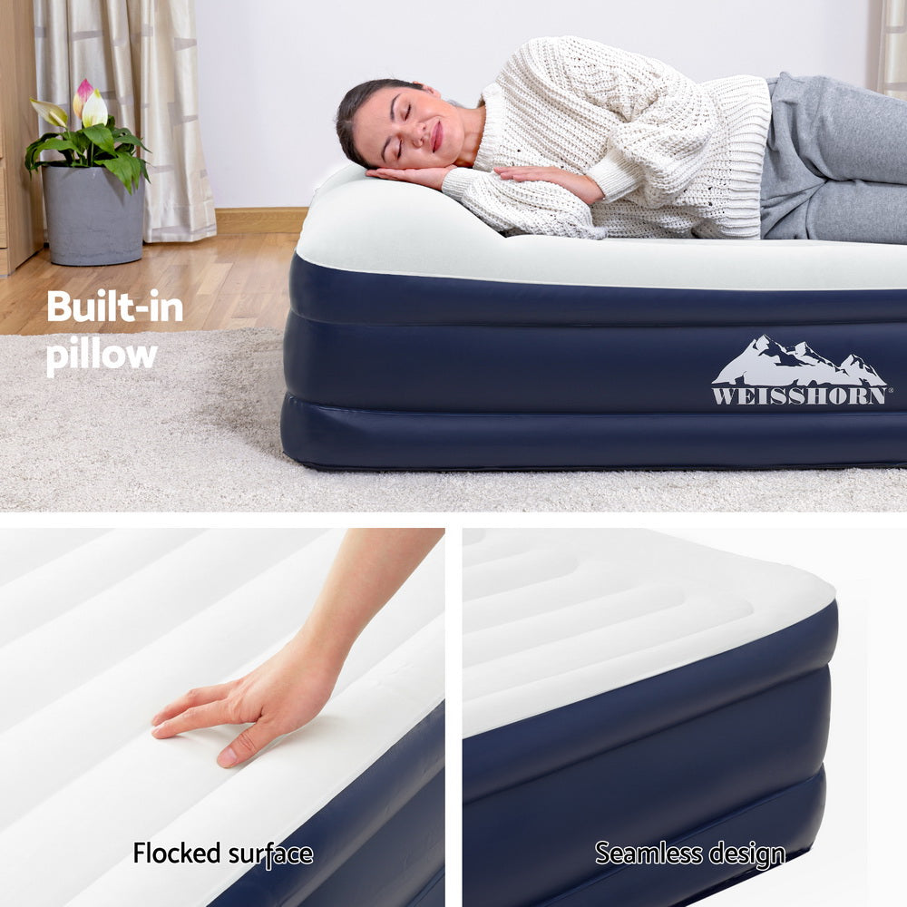 Flocked 46cm PVC Single Air Mattress with Pump | Weisshorn