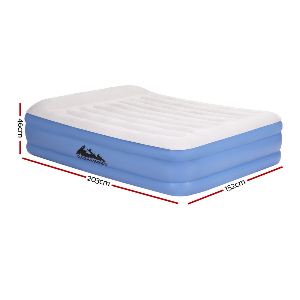 Queen Inflatable Air Mattress - Built-in Pump, Flocked Surface - Weisshorn