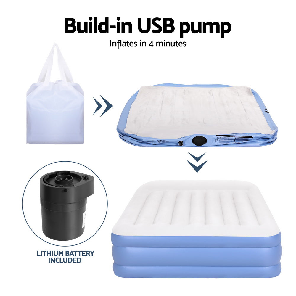 Weisshorn Queen Air Mattress Inflatable Bed 46cm Flocked Surface