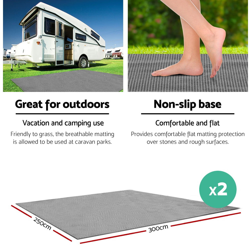 Weisshorn 3x2.5m Caravan Camping Annex Matting 2pcs Grey