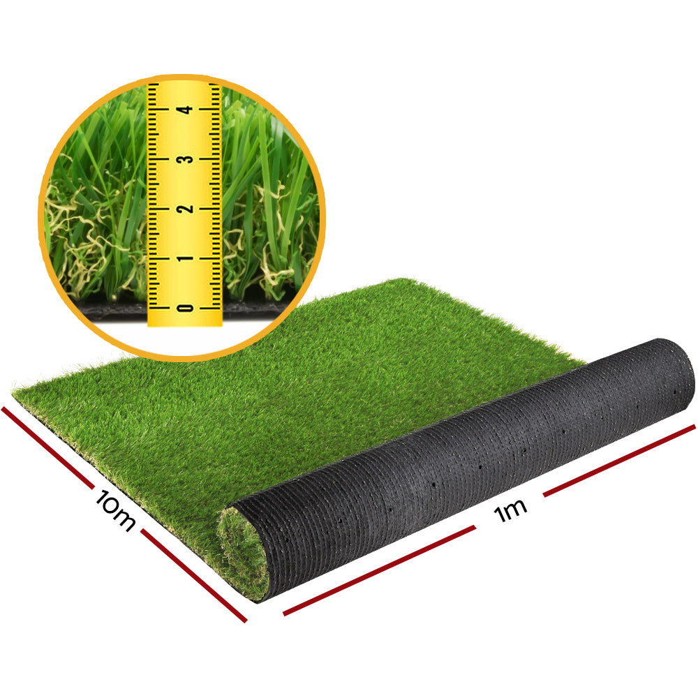 Prime Turf 40mm Artificial Grass 1x10m 4-Colour Synthetic Lawn