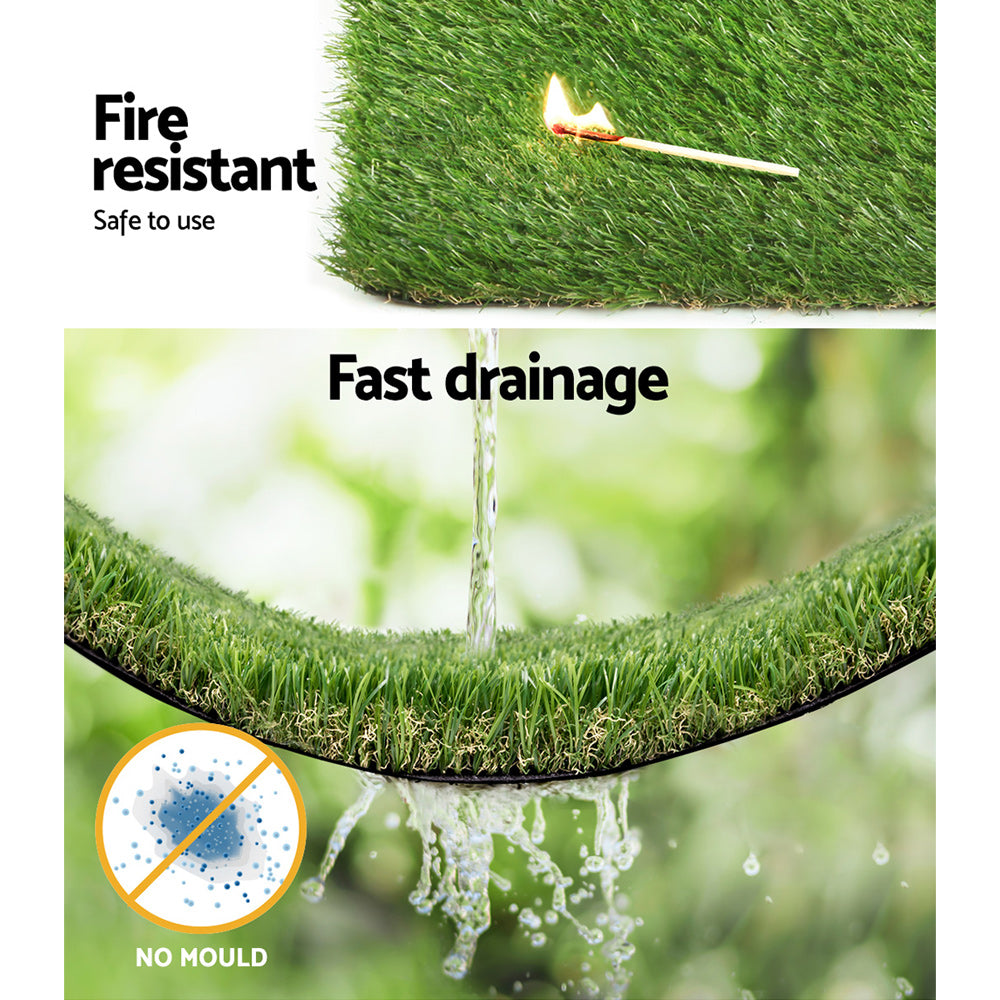 Prime Turf 40mm Artificial Grass 1x10m 4-Colour Synthetic Lawn