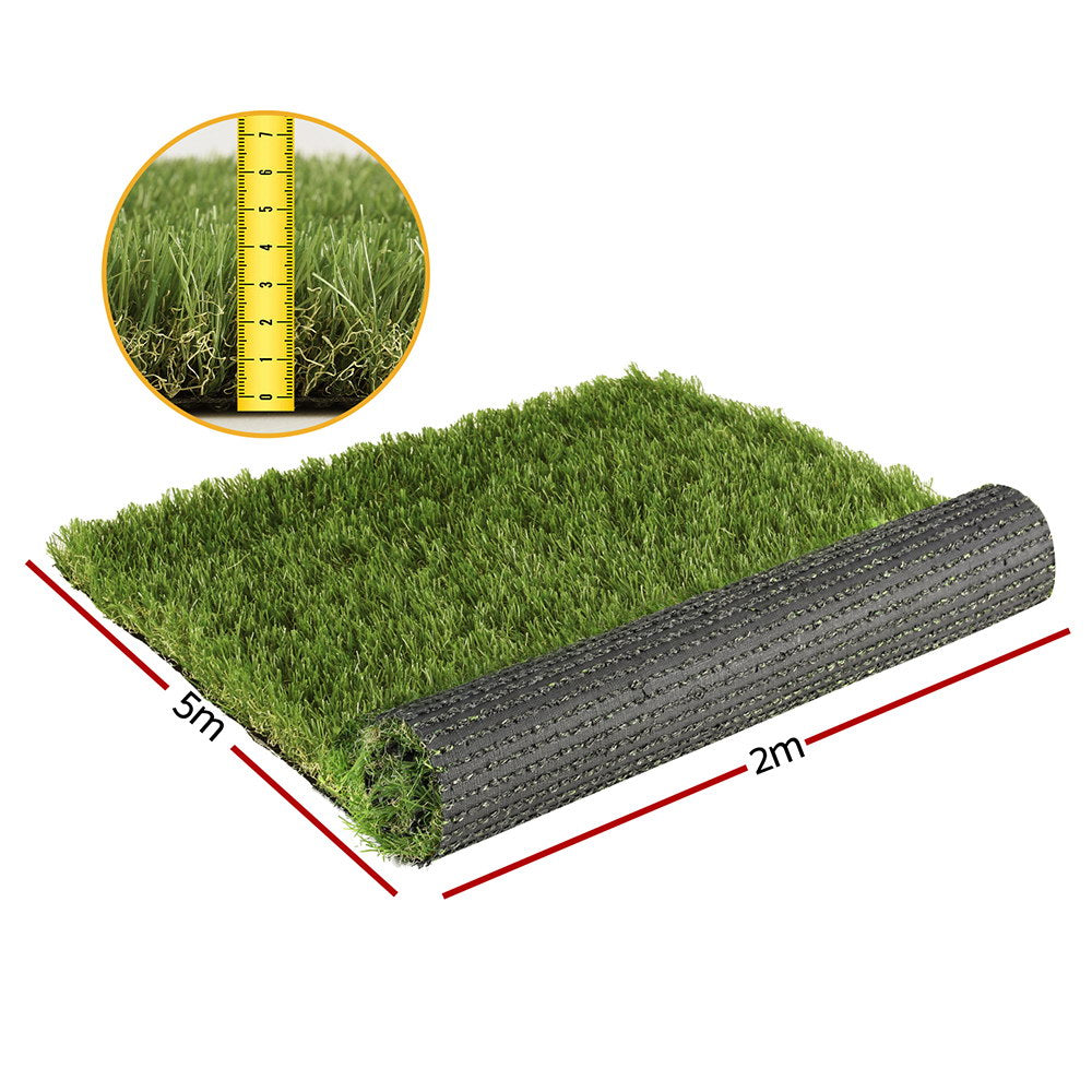 Prime Turf 2x5m Artificial Grass 45mm 4-Coloured Synthetic Lawn