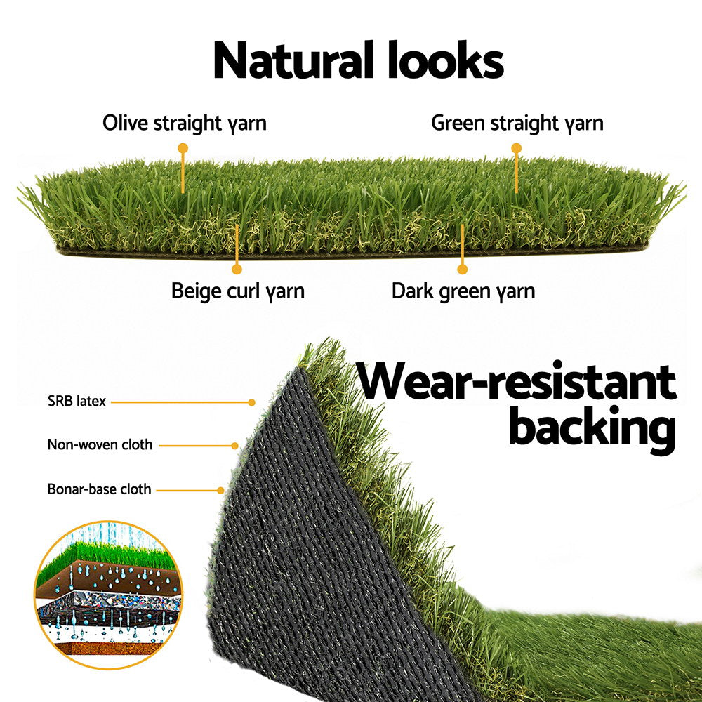 Prime Turf 2x5m Artificial Grass 45mm 4-Coloured Synthetic Lawn