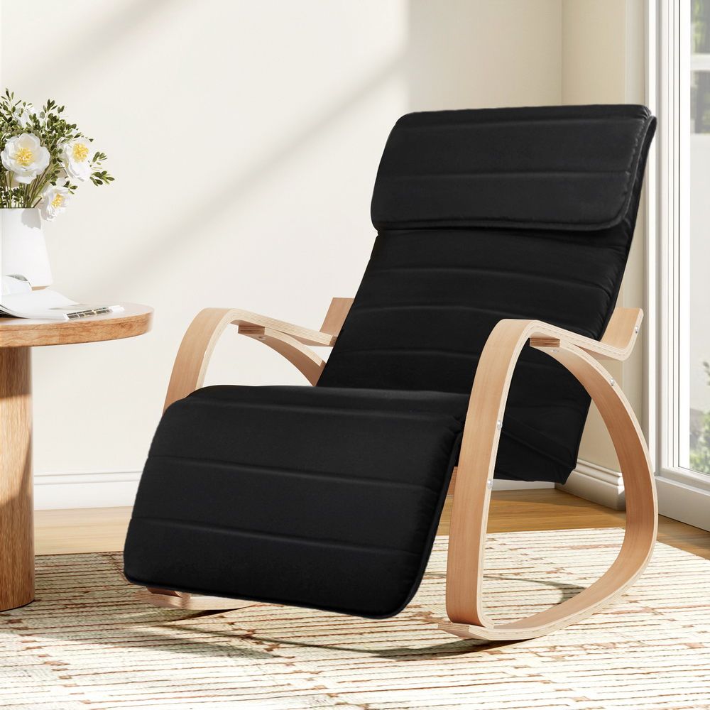 Afton Rocking Armchair with Footrest Nursing Chair Black