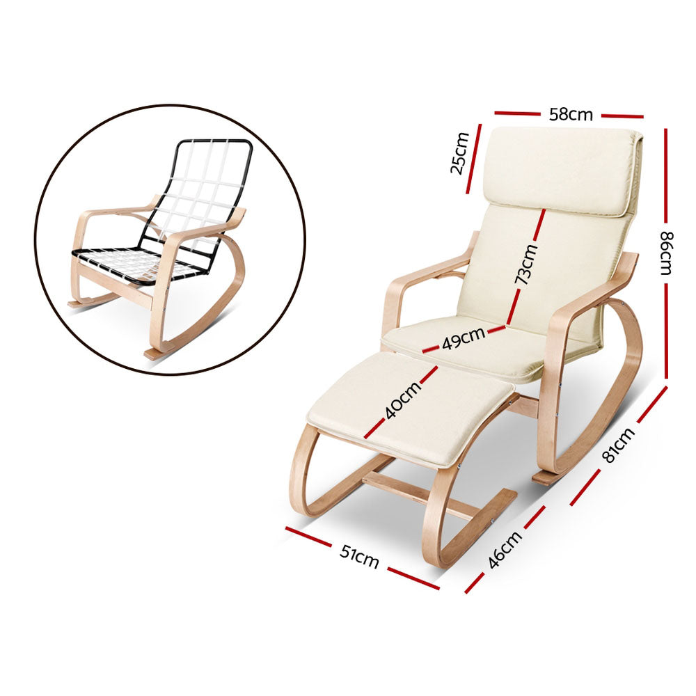 Bentwood Rocking Armchair Set Beige