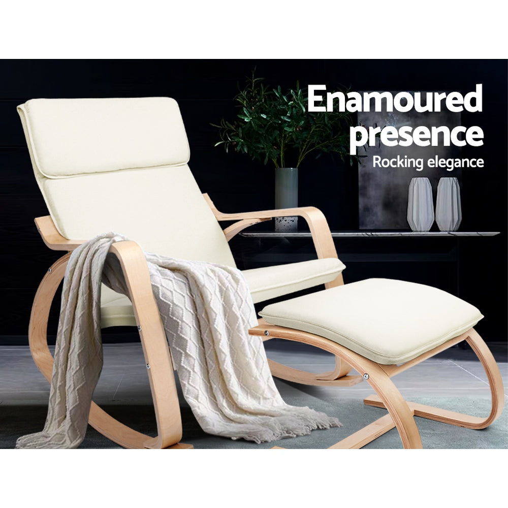 Bentwood Rocking Armchair Set Beige