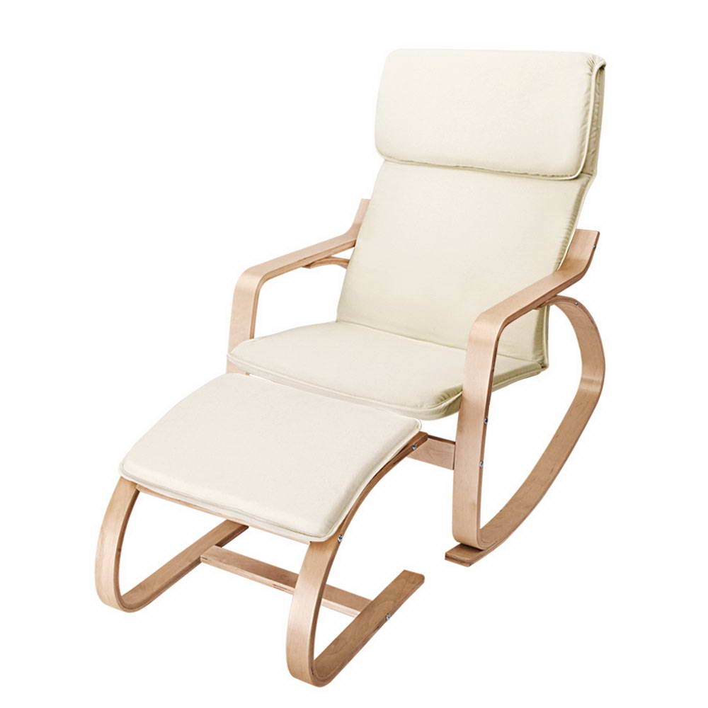 Bentwood Rocking Armchair Set Beige