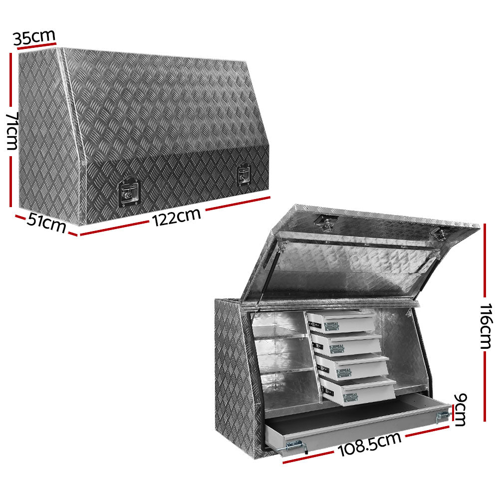 Giantz Aluminium Ute Tool Box 5-Drawer Silver
