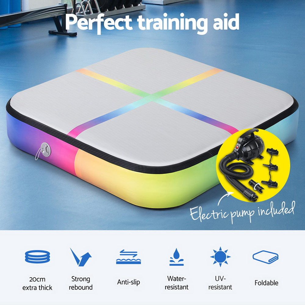 Everfit 1m Inflatable Gymnastics Air Track Mat with Pump Colourful