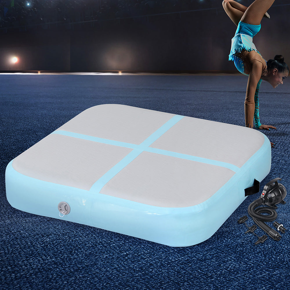 Everfit 1m Inflatable Gymnastics Tumbling Mat Mint Green with Pump
