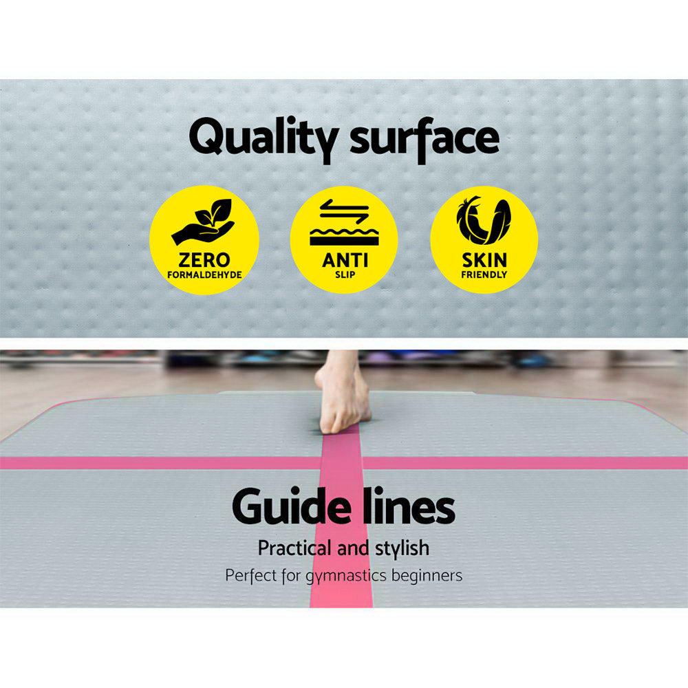 Everfit 3m Gymnastic Air Track Mat Pink Grey