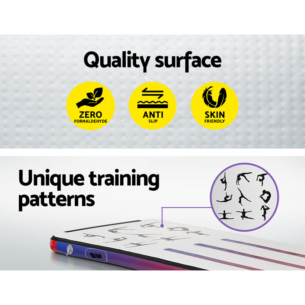 Everfit 3M Gymnastics Tumbling Mat Air Track Purple