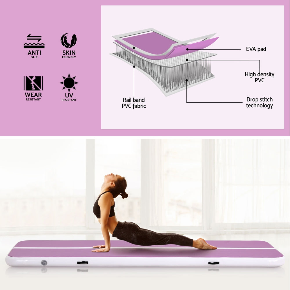 Everfit 3M Inflatable Gymnastics Air Track Mat Purple