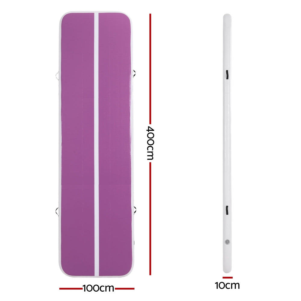 Everfit 4M Inflatable Air Track Gymnastics Mat Purple