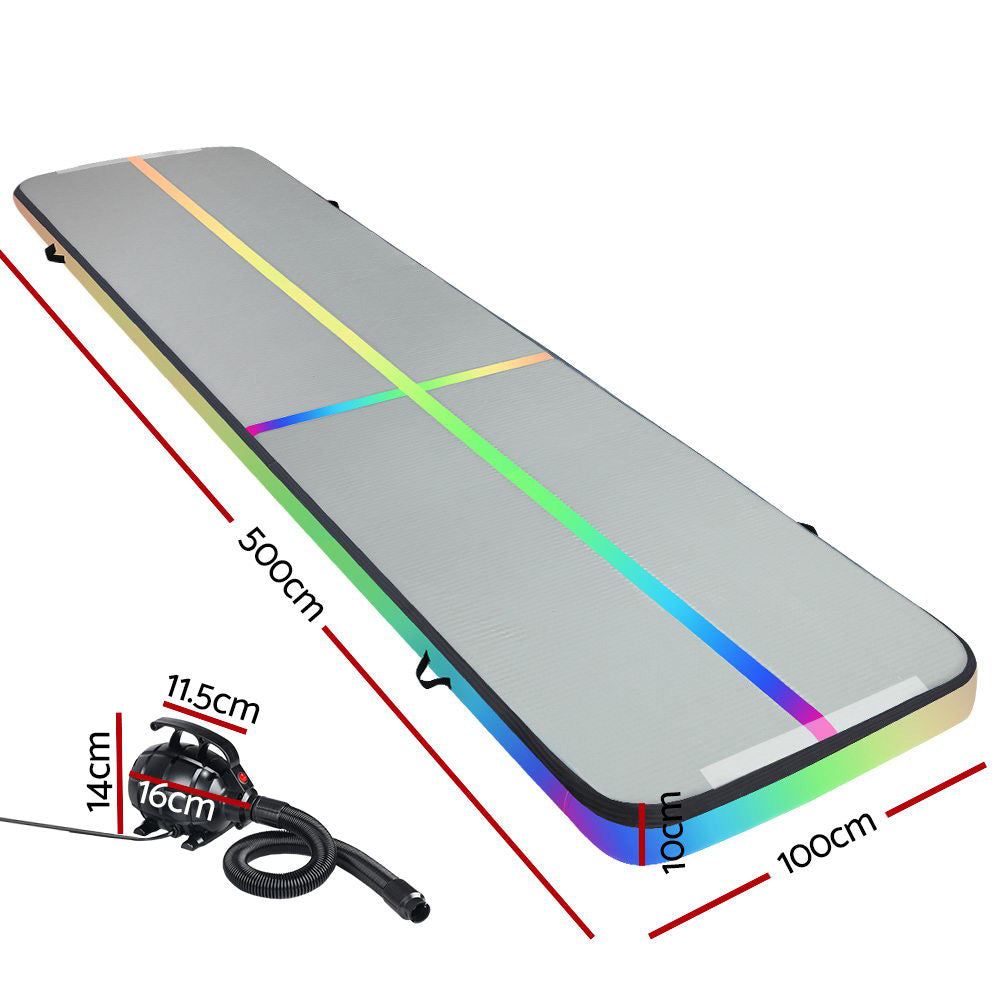Everfit 5M Air Track Gymnastics Tumbling Mat Inflatable Multi-Colour