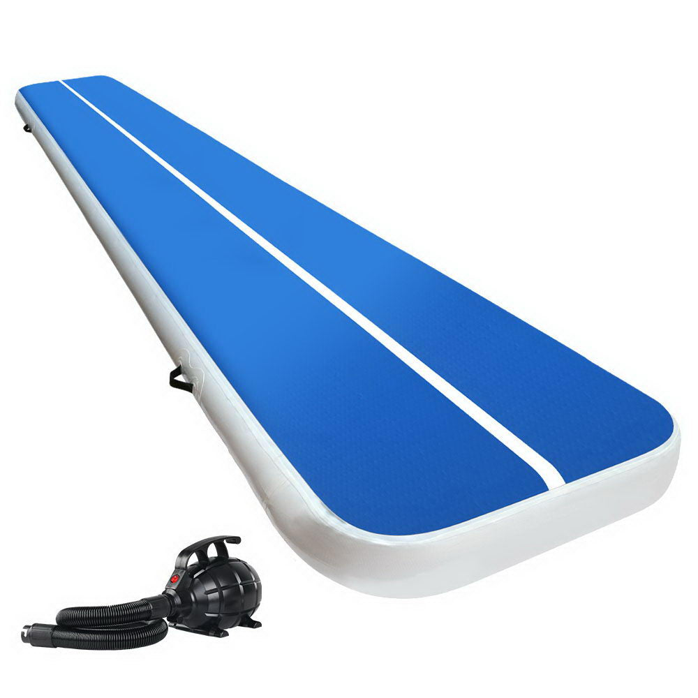Everfit 5m Gymnastics Air Track Mat 20cm Inflatable Blue with Pump