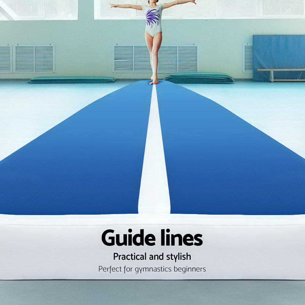 Everfit 6m Gymnastic Inflatable Air Track Mat 20cm Blue White