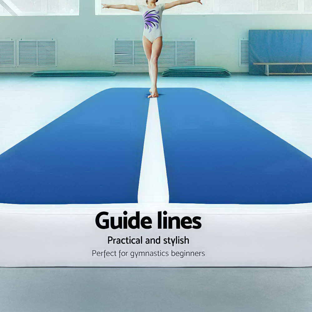 Everfit 6M Inflatable Air Track Mat 20CM Gymnastics Blue with Pump